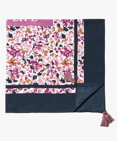 foulard file a message avec motifs fleuris et pompons rose standard foulards echarpes et gantsQ098901_2