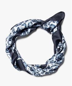 foulard fille satine a motifs fleuris - lulucastagnette bleu foulards echarpes et gantsQ099001_1