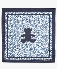 foulard fille satine a motifs fleuris - lulucastagnette bleu foulards echarpes et gantsQ099001_3