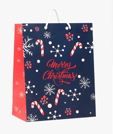 GEMO Sac cadeau imprimé spécial Noël Bleu