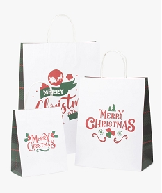 GEMO Sac cadeau en papier imprimé spécial Noël (lot de 3) Blanc