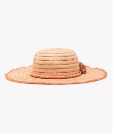 GEMO Chapeau femme en paille avec pompons et franges beige standard