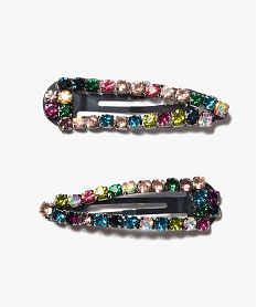 GEMO Barrettes femme forme clic-clac avec strass (lot de 2) Multicolore