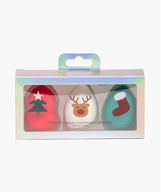 GEMO Éponge à maquillage pour le teint en coffret cadeau de Noël (lot de 3) Multicolore