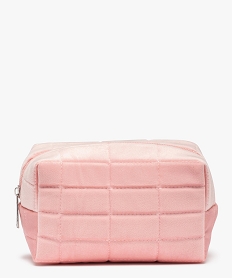GEMO Trousse à maquillage femme en velours matelassé Rose