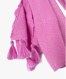 foulard femme uni en maille texturee et finitions pompons parme autres accessoiresQ118001_2