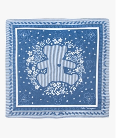 foulard fille bicolore avec motifs fleuris - lulucastagnette bleu standard foulards echarpes et gantsQ894901_3