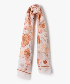 GEMO Foulard femme en voile fleuri grand format orange standard