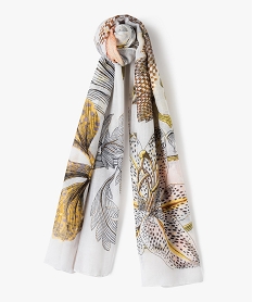 GEMO Foulard en voile imprimé fleurs et touches pailletées femme Multicolore