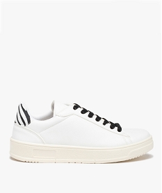 GEMO Baskets femme unies avec contrefort zébré blanc standard