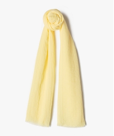 GEMO Foulard femme extra fin en polyester recyclé uni jaune standard
