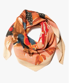 GEMO Foulard femme carré plissé à motif fleuri Multicolore