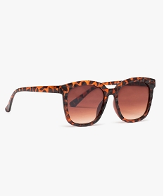 GEMO Lunettes de soleil femme avec monture carrée en plastique Brun