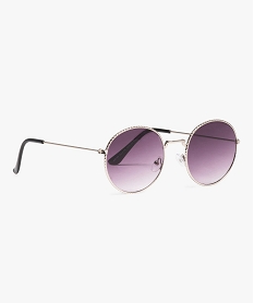 GEMO Lunettes de soleil femme forme ronde en métal Gris