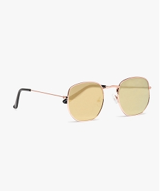 GEMO Lunettes de soleil femme carrées en métal Rose