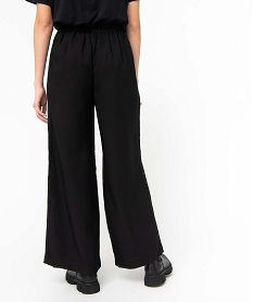pantalon femme coupe large avec bandes satinees sur les cotes noir pantalonsS573201_3