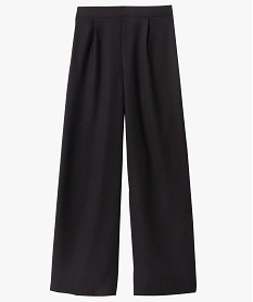 pantalon femme coupe large avec bandes satinees sur les cotes noir pantalonsS573201_4