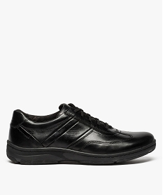 GEMO Derbies homme confort unis à lacets dessus cuir Noir