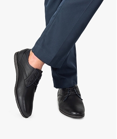 derbies homme unis avec surpiqures contrastees noir chaussures de villeU011301_1