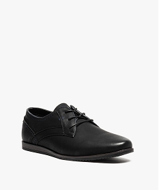 derbies homme unis avec surpiqures contrastees noir chaussures de villeU011301_2