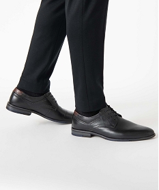 derbies homme dessus et interieur cuir avec col perfore noir chaussures de villeU011401_1