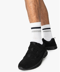 GEMO Baskets homme mesh et suédine fermeture scratch noir standard