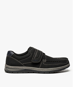 GEMO Chaussures bateau homme confort fermeture scratch noir standard