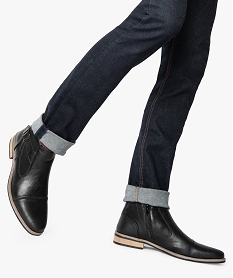 GEMO Boots homme chelsea unies zippées et boucle décorative noir standard