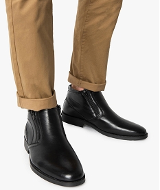 GEMO Boots homme fermeture à double zip sur le dessus noir vif