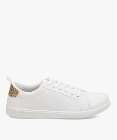 GEMO Tennis femme à lacets unies avec contrefort pailleté blanc standard