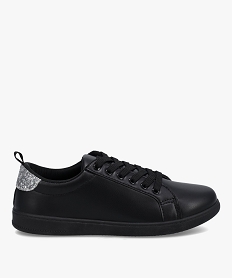GEMO Tennis femme à lacets unies avec contrefort pailleté noir standard