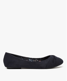 ballerines femme unies en suedine avec bout rond effet drape bleu ballerinesU015301_1