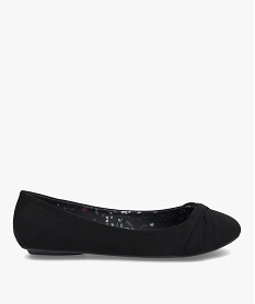 ballerines femme unies en suedine avec bout rond effet drape noir ballerinesU015401_1