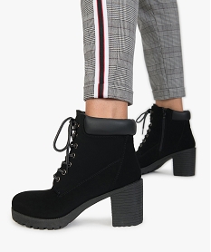 GEMO Boots femme à talon et semelle crantée noir standard