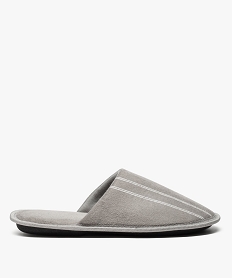 GEMO Chaussons homme forme mules velours avec liserés Gris