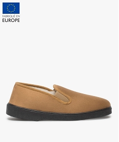 GEMO Chaussons homme unis avec doublure chaude marron vif