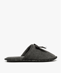 GEMO Chaussons femme forme mules en velours ras et noud pailleté Gris