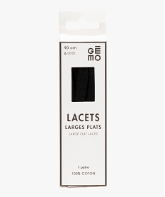 GEMO Lacets plats larges unis 90 cm (lot de 2) Noir