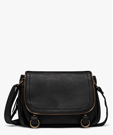 sac femme forme besace avec details zippes noir standard sacs bandouliereU025601_1