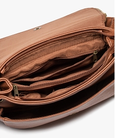 sac femme forme besace avec details zippes marron vif sacs bandouliereU025801_3