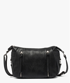 sac femme forme besace avec zips decoratifs noir sacs bandouliereU025901_1
