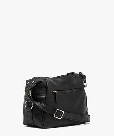 sac femme forme besace avec zips decoratifs noir sacs bandouliereU025901_2