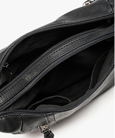 sac femme forme besace avec zips decoratifs noir sacs bandouliereU025901_3