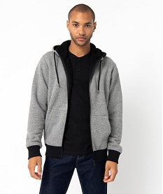 GEMO Sweat homme à capuche avec doublure sherpa Gris