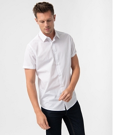GEMO Chemise homme unie à manches courtes - Repassage facile blanc standard