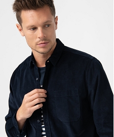 chemise homme en velours fines cotes coupe regular bleu chemise manches longuesU027301_2