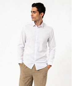chemise homme unie coupe slim en coton stretch blancU027501_1