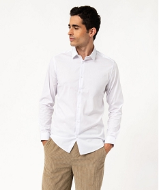 GEMO Chemise unie coupe slim en coton stretch homme blanc standard