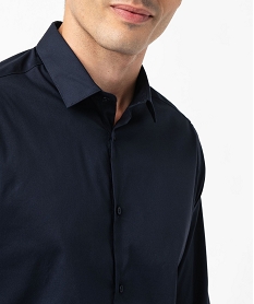 chemise homme unie coupe slim en coton stretch bleuU027601_2