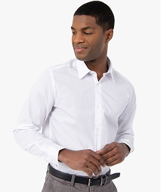 chemise homme coupe droite unie - repassage facile blanc chemise manches longuesU027701_2